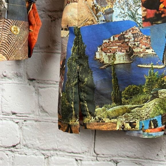 Vintage 70’s Trafalgar Travel Photo Mosaic Print Dagger Collar Disco Club Shirt - Picture 8 of 12